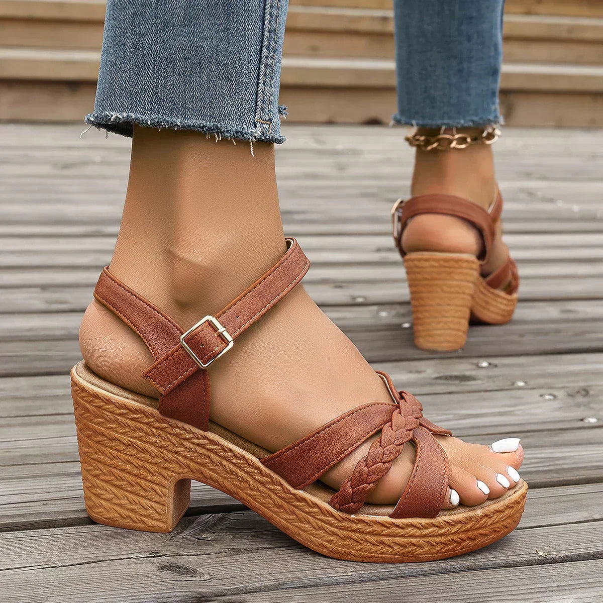 MELODIE - Braided Strap Platform Sandals