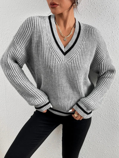 Marina - Stripe waffle knit sweater