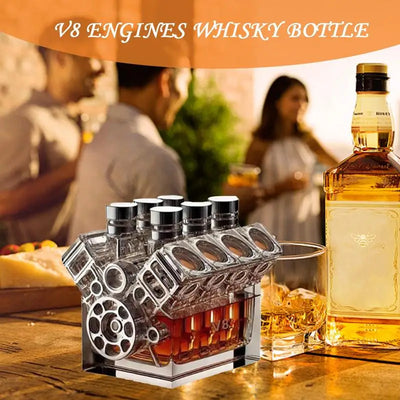 V8 Engines Shape Whiskey Bottle