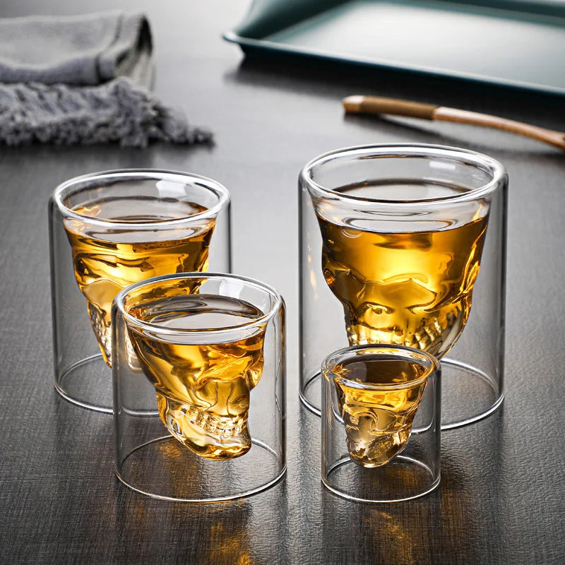 Skull Double Bottom Mug Glass Cup