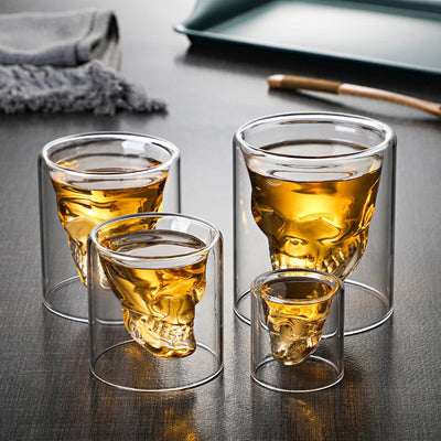 Skull Double Bottom Mug Glass Cup