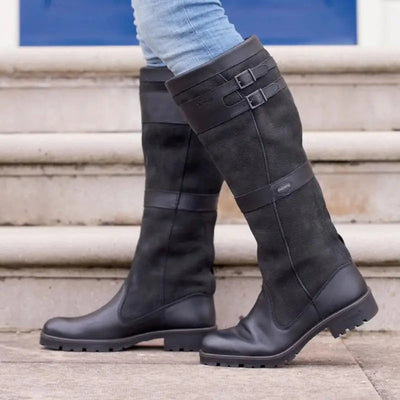 Mona - Waterproof outdoor boots with high shaft and buckles - leather rain boots for women