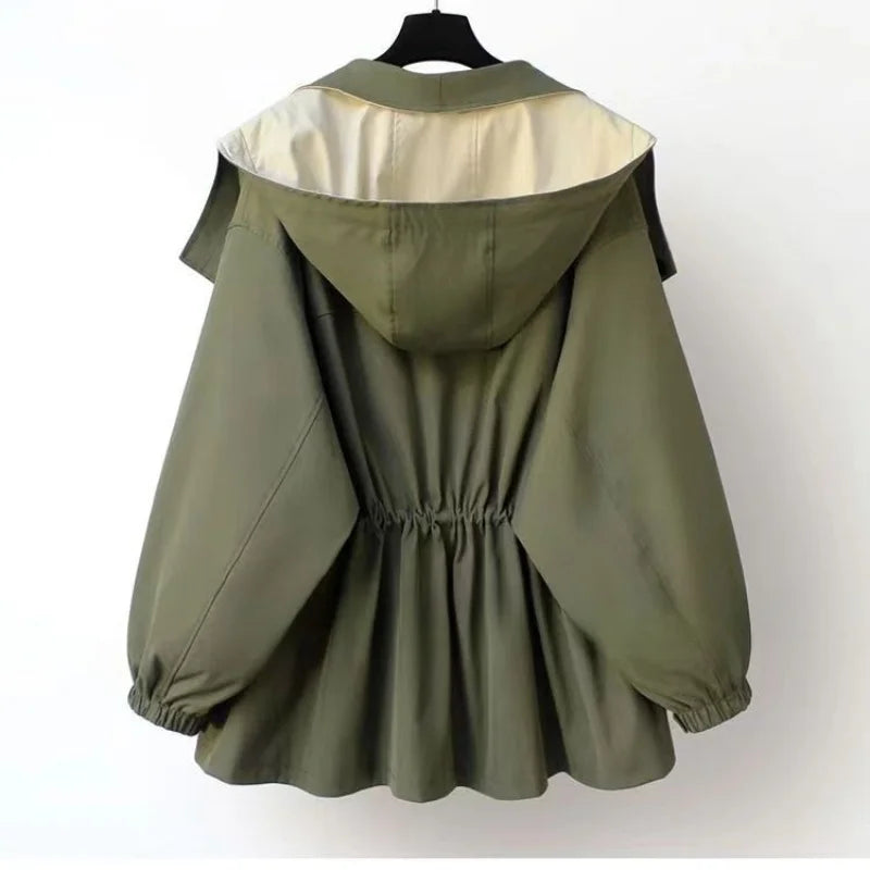 Xiandra - Trendy Hooded Windbreaker Coat