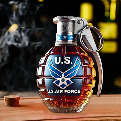 Engraved Military Hand Grenade Whiskey Bottle
