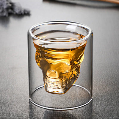 Skull Double Bottom Mug Glass Cup