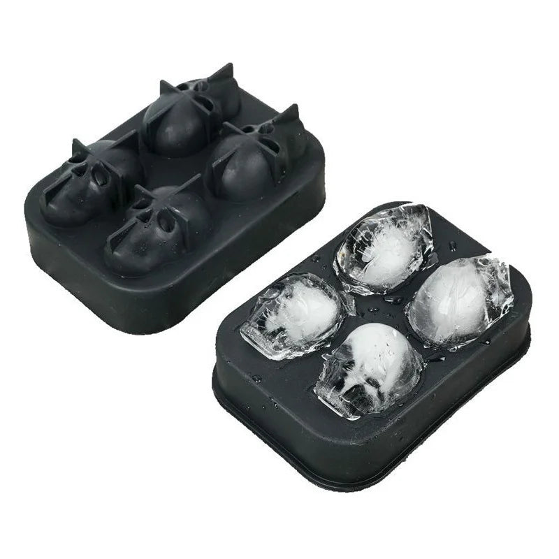 4 Cavity Silicone Skull Ice Mold Tray