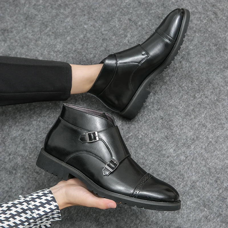 Darell - Double Monk Strap Leather Boots