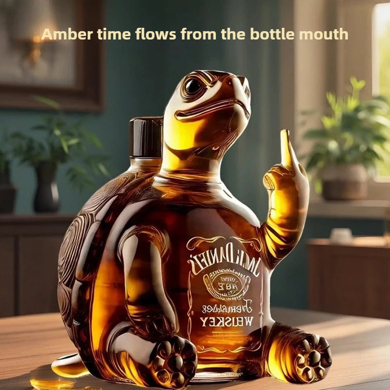 High Quality Turtle Raising Middle Finger Glass Bottle