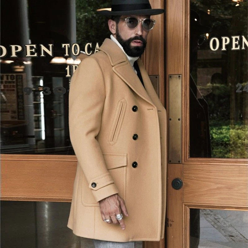 Blake - Button-up Lapel Woolen Coat