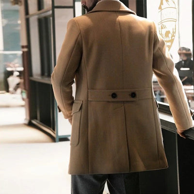 Blake - Button-up Lapel Woolen Coat