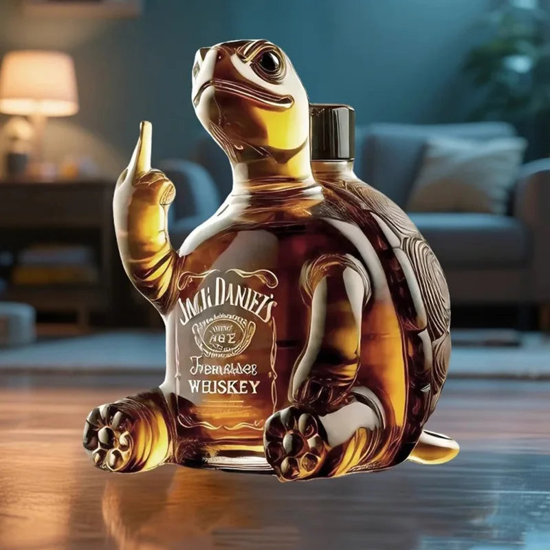 High Quality Turtle Raising Middle Finger Glass Bottle