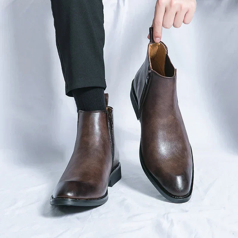Cooper - Leather Chelsea Boots with Zipper