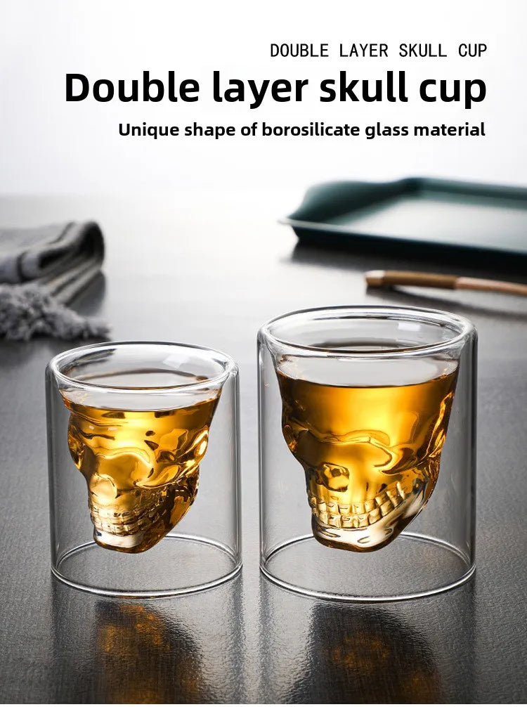 Skull Double Bottom Mug Glass Cup