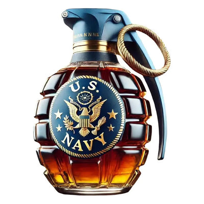 Engraved Military Hand Grenade Whiskey Bottle