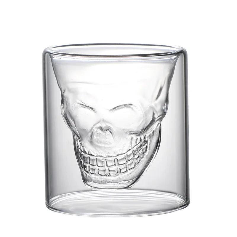 Skull Double Bottom Mug Glass Cup