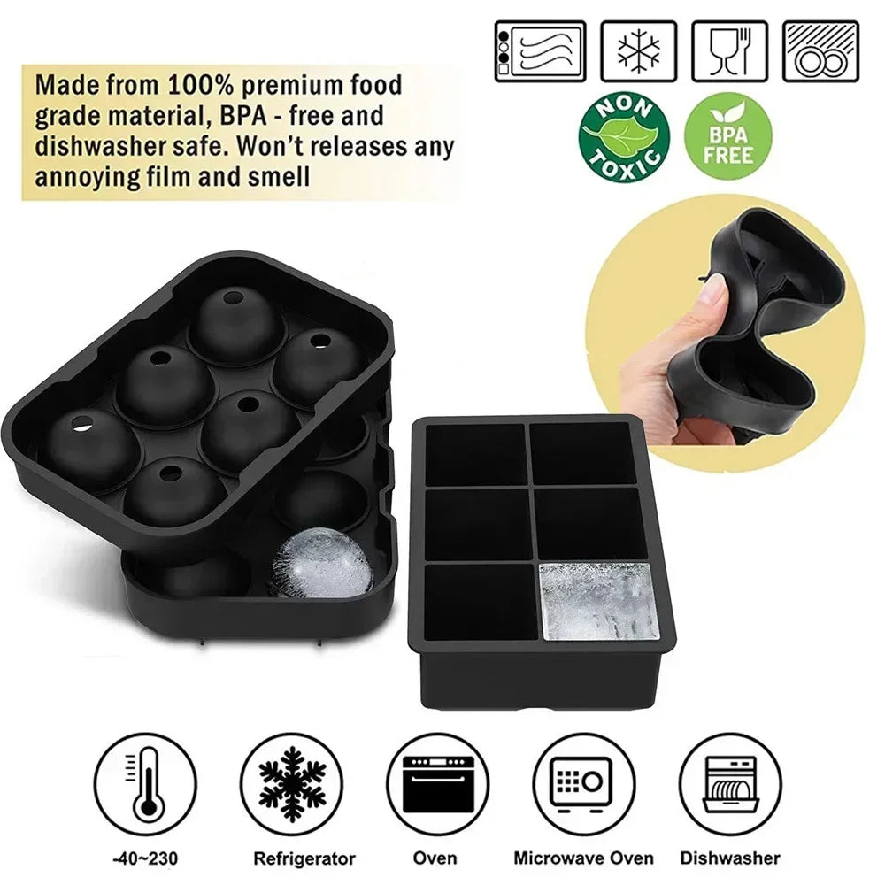Silicone Ice Cube and Ice Ball Tray