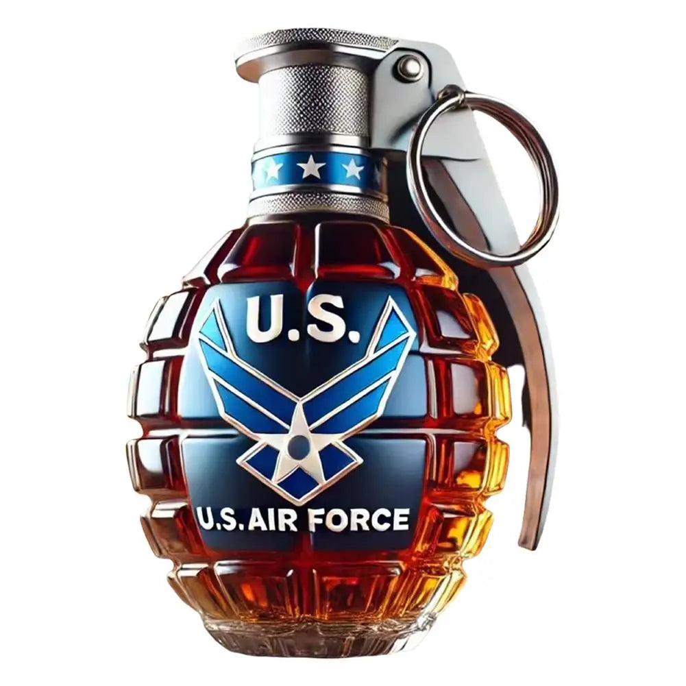 Engraved Military Hand Grenade Whiskey Bottle