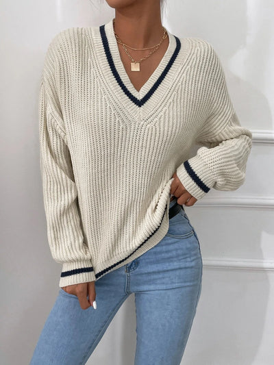 Marina - Stripe waffle knit sweater
