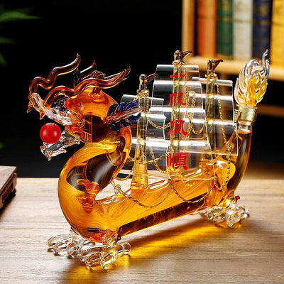 1000ml Lead-Free Chinese Dragon Whiskey Bottle