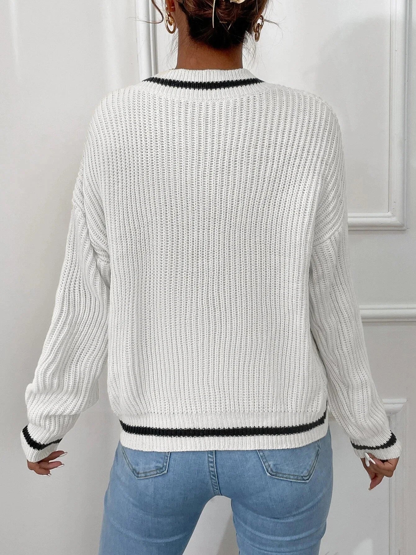 Marina - Stripe waffle knit sweater