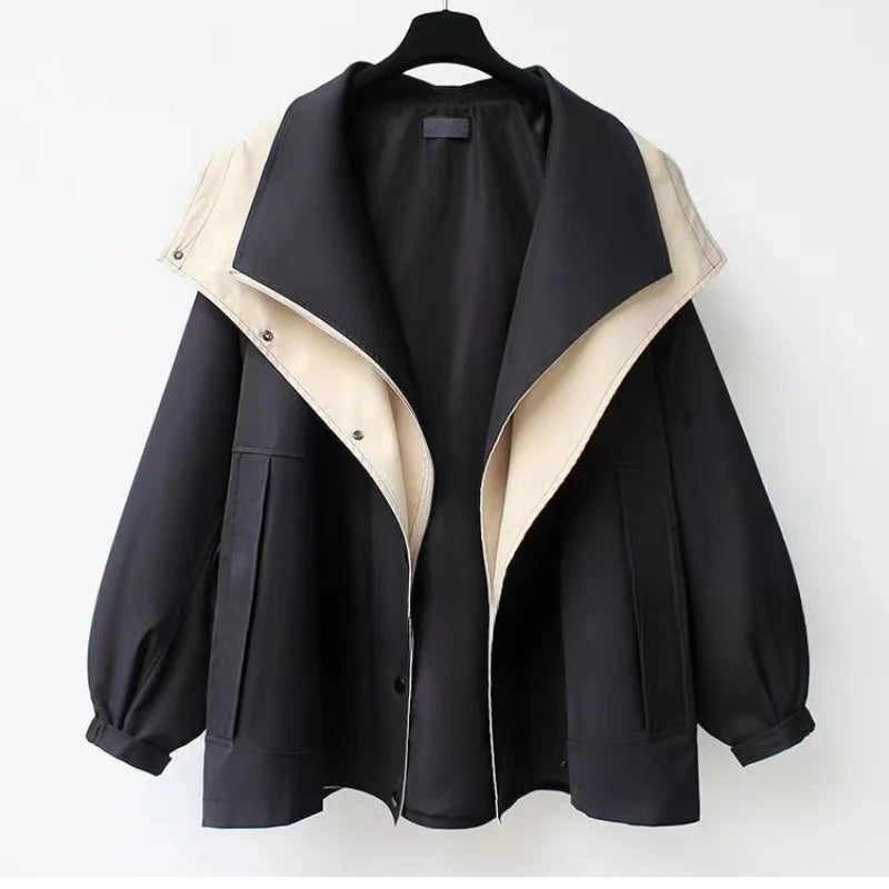 Xiandra - Trendy Hooded Windbreaker Coat