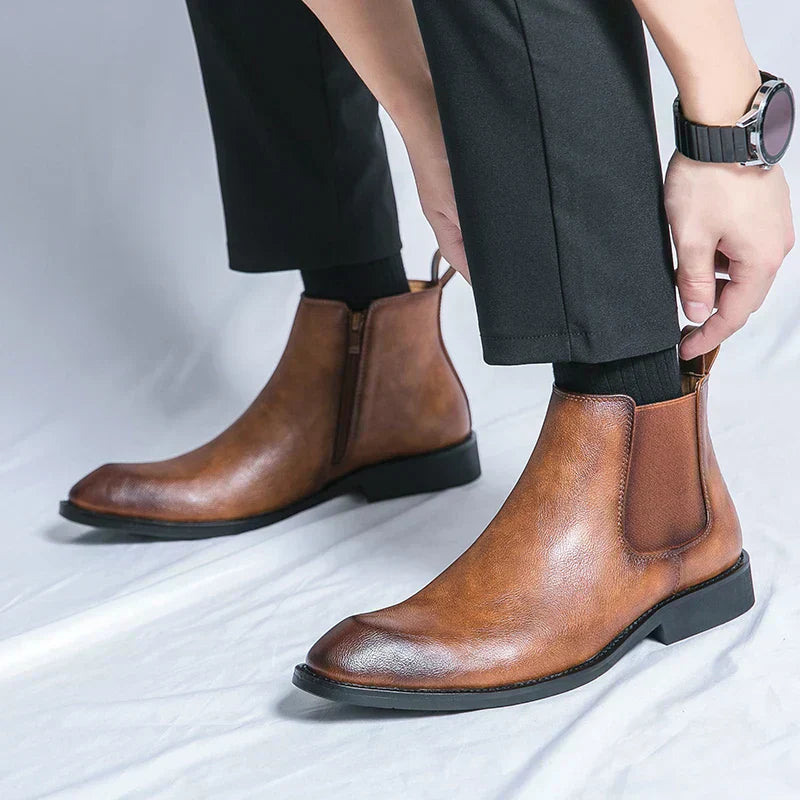 Cooper - Leather Chelsea Boots with Zipper
