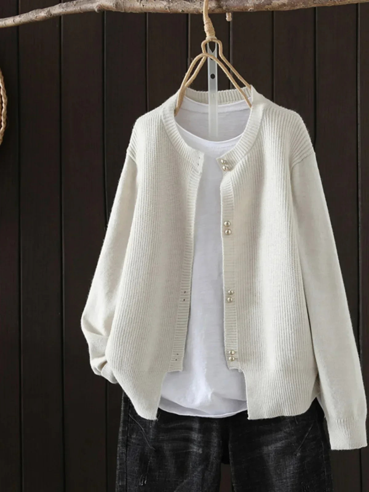 Elara - Pearl Button Cardigan