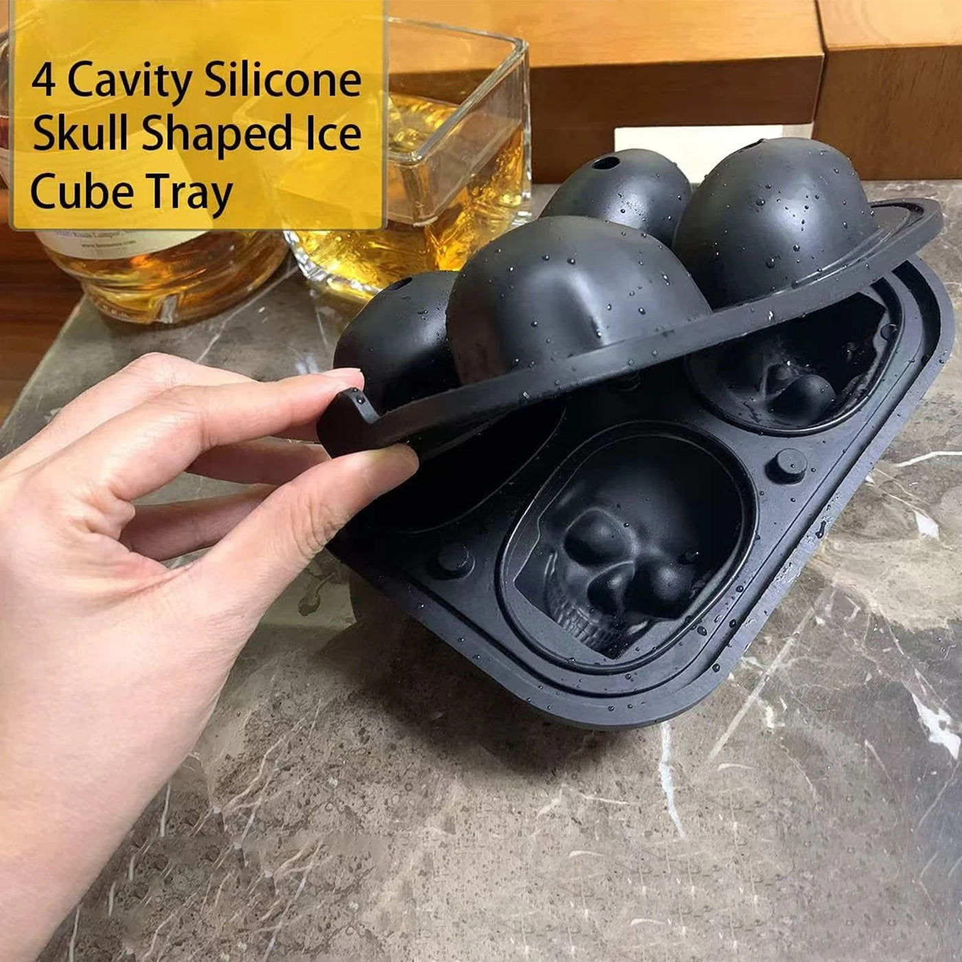 4 Cavity Silicone Skull Ice Mold Tray