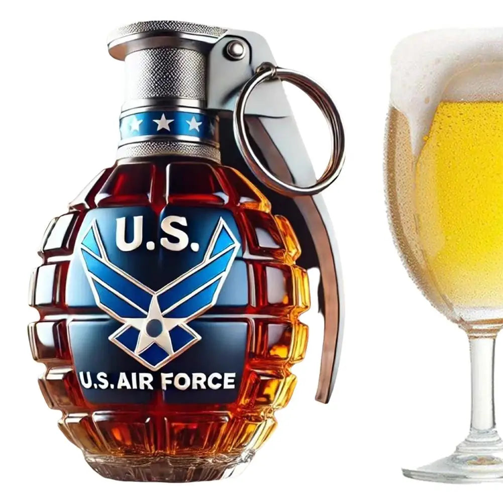 Engraved Military Hand Grenade Whiskey Bottle