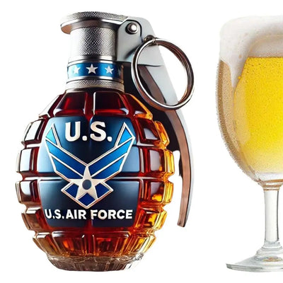 Engraved Military Hand Grenade Whiskey Bottle