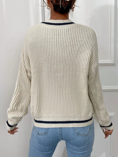 Marina - Stripe waffle knit sweater
