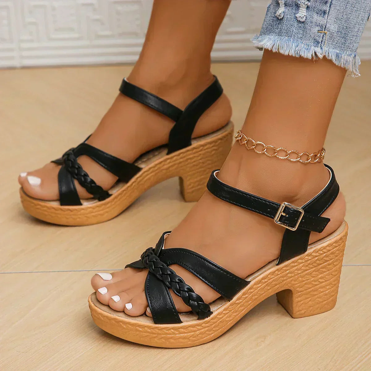 MELODIE - Braided Strap Platform Sandals