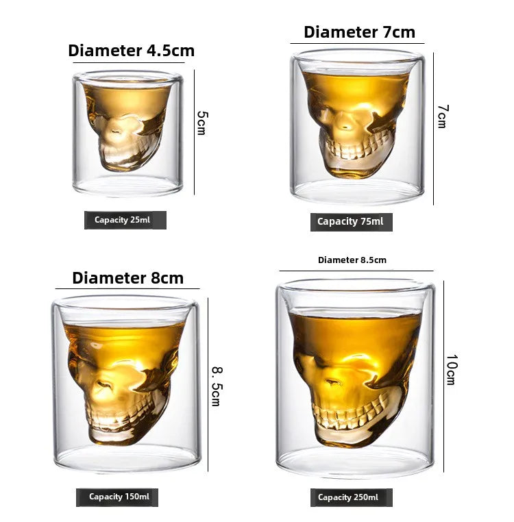 Skull Double Bottom Mug Glass Cup