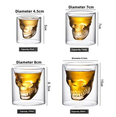 Skull Double Bottom Mug Glass Cup