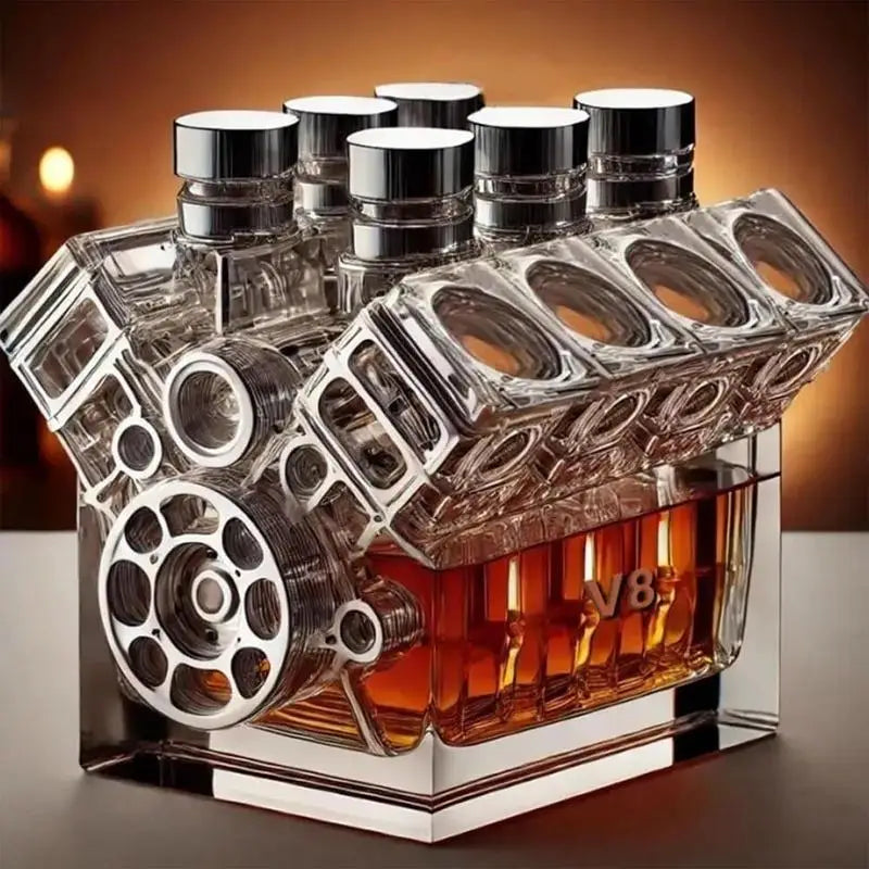 V8 Engines Shape Whiskey Bottle