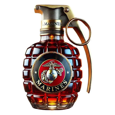 Engraved Military Hand Grenade Whiskey Bottle