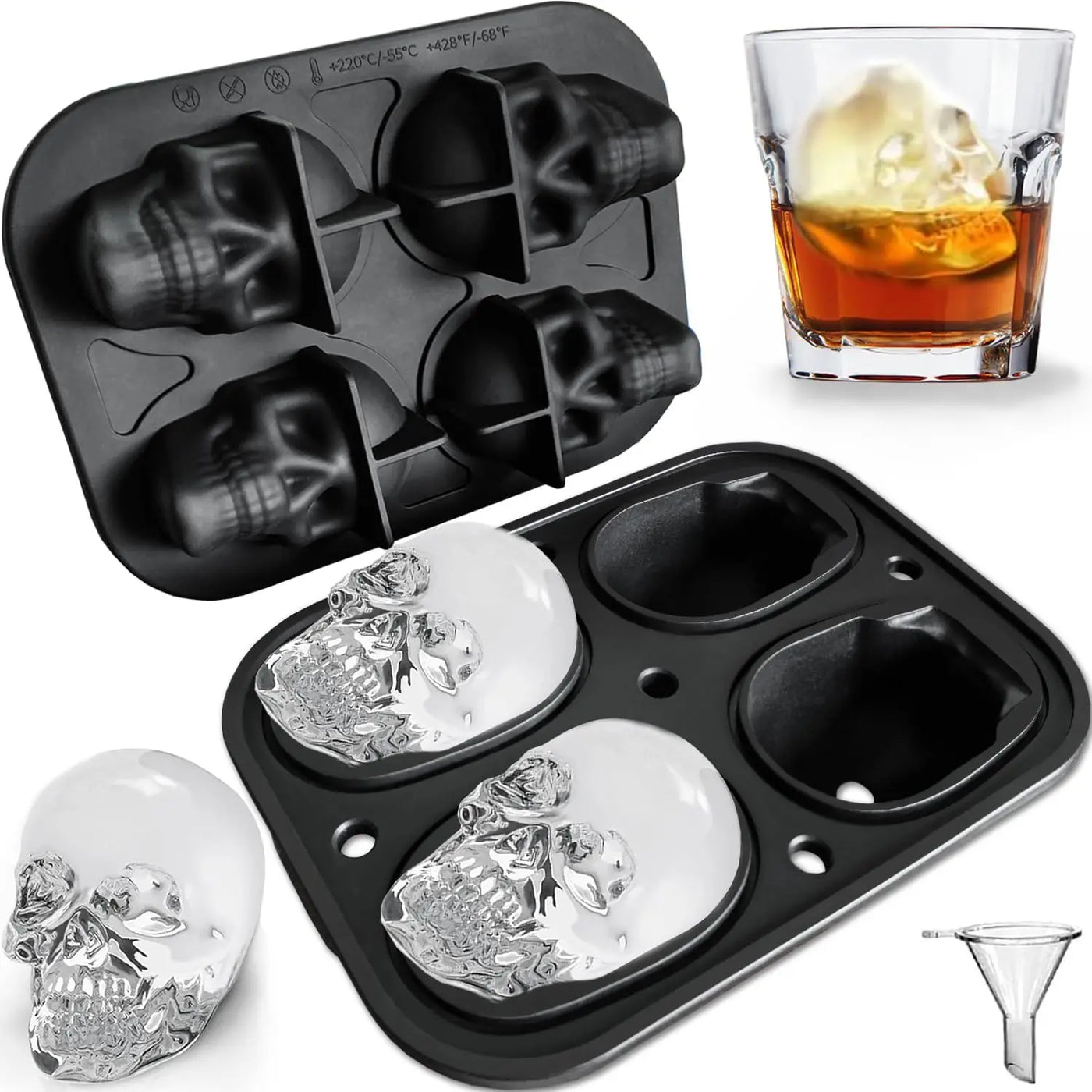 4 Cavity Silicone Skull Ice Mold Tray