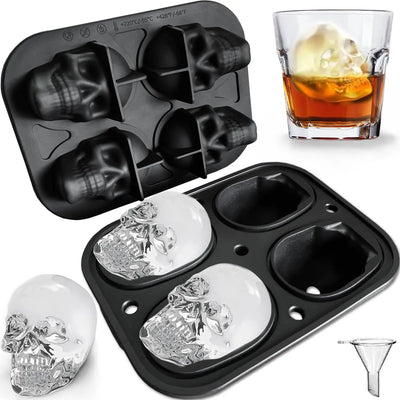 4 Cavity Silicone Skull Ice Mold Tray