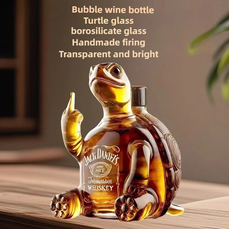 High Quality Turtle Raising Middle Finger Glass Bottle
