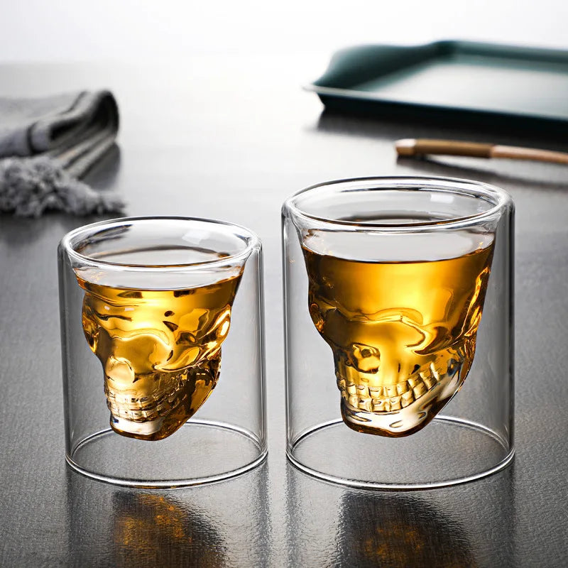 Skull Double Bottom Mug Glass Cup