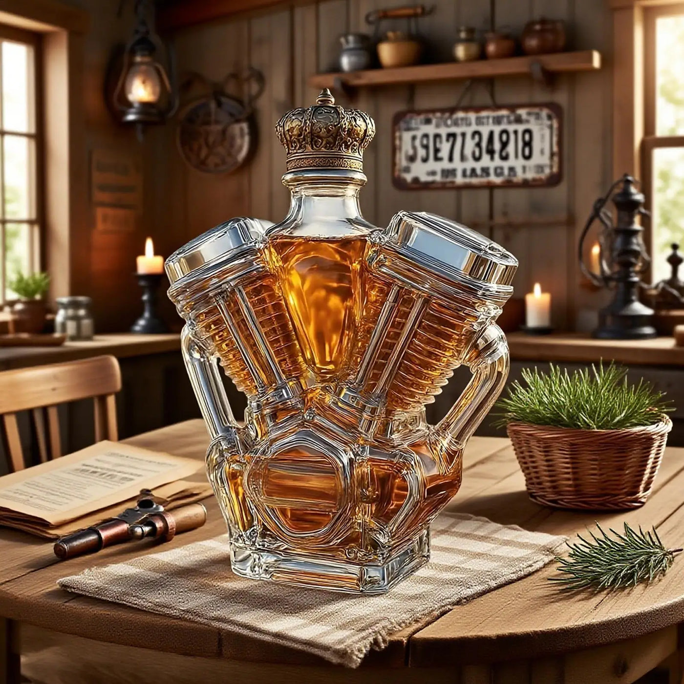 Motorcycle Engine Shape Whiskey Bottle