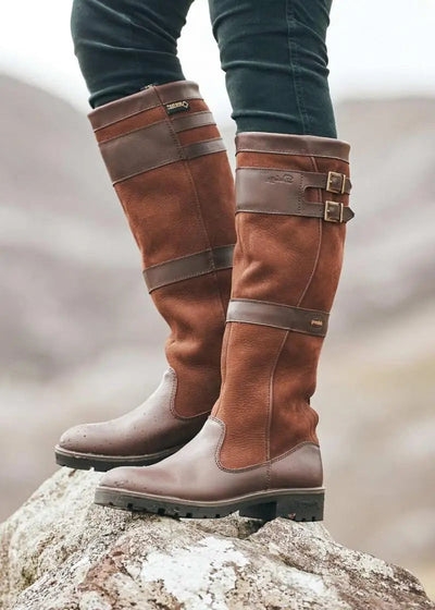 Mona - Waterproof outdoor boots with high shaft and buckles - leather rain boots for women