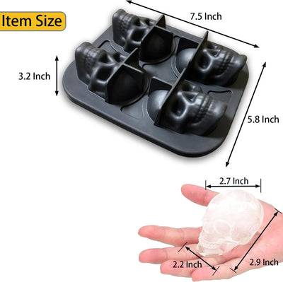 4 Cavity Silicone Skull Ice Mold Tray