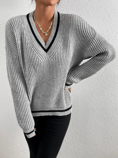 Marina - Stripe waffle knit sweater