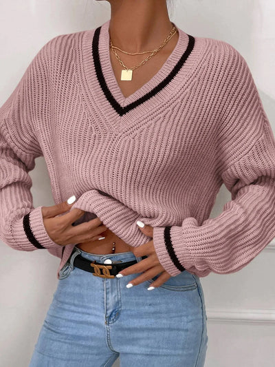 Marina - Stripe waffle knit sweater