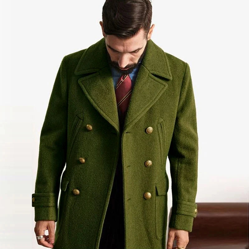 Blake - Button-up Lapel Woolen Coat