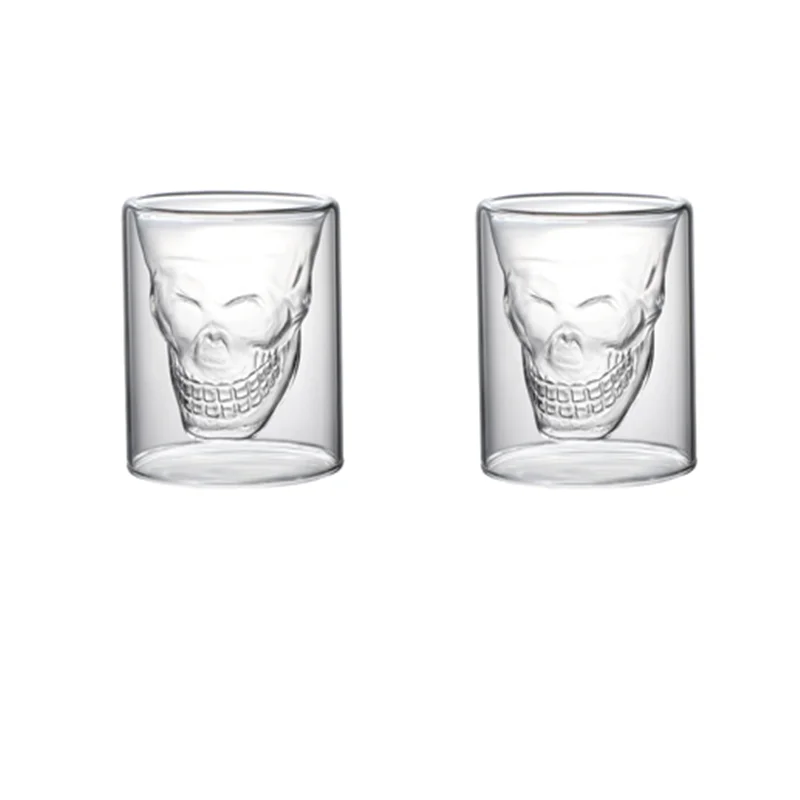 Skull Double Bottom Mug Glass Cup