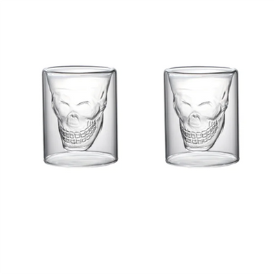 Skull Double Bottom Mug Glass Cup