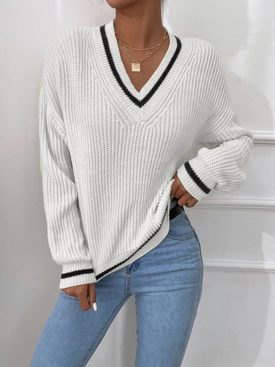 Marina - Stripe waffle knit sweater