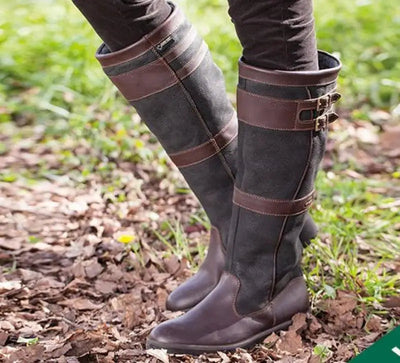 Mona - Waterproof outdoor boots with high shaft and buckles - leather rain boots for women